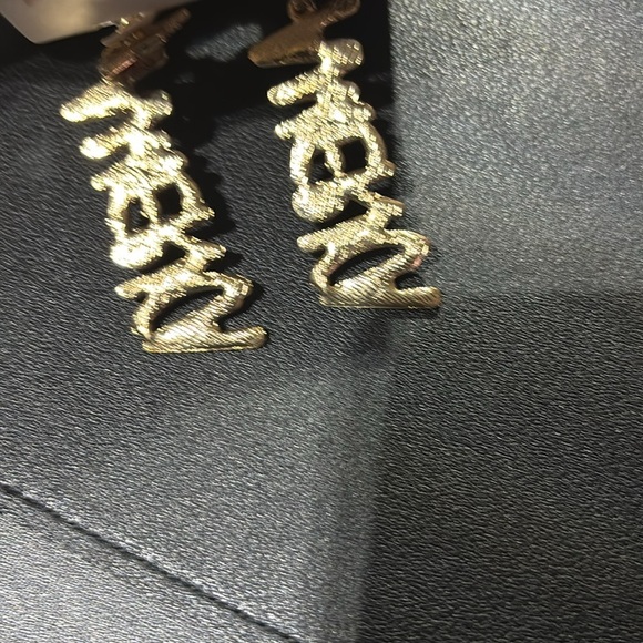 AMERICA post, drop earrings, stars, stripes and sparkle,gold trim - Picture 3 of 5